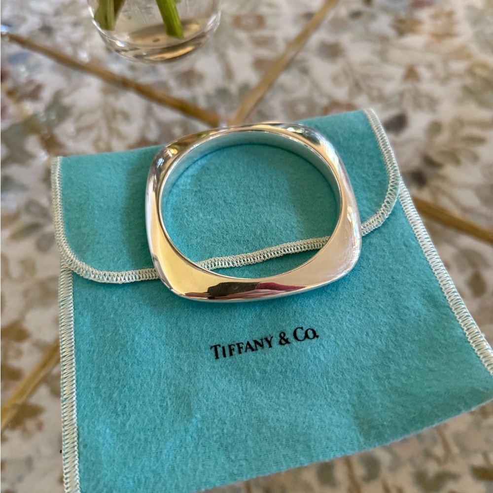 Tiffany & Co Sterling Silver Cushion Square Bangle Bracelet